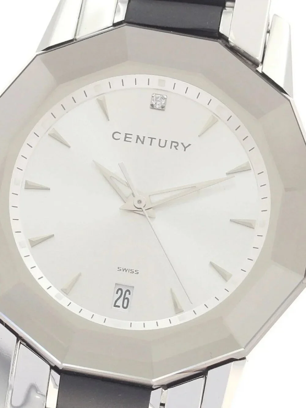 CENTURY Time gem 1P diamond date Silver Dial Quartz Men's Watch_948566